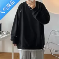 喻娄美式假两件圆领卫衣男士春秋季ins潮牌长袖T恤情侣装打底衫上衣服