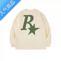 喻娄美式小众复古R星潮牌长袖t恤男宽松国潮ins早秋港味圆领情侣上衣T恤