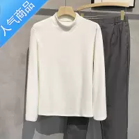 喻娄秋冬季双面德绒半高领打底衫男内搭中高领保暖秋衣纯色长袖T恤男
