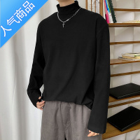 喻娄发型师感炸街男装春秋双面德绒t恤男ins潮流长袖半高领打底衫T恤