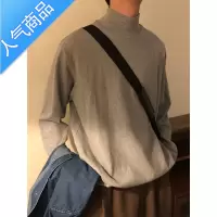 喻娄秋冬宽松美式纯色长袖T恤男打底衫bf休闲百搭半高领上衣女