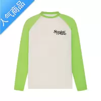 喻娄秋冬新款复古美式logo拼肩长袖潮牌男女圆领宽松T恤