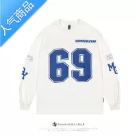 喻娄2022秋季新款男士大字母印花圆领长袖T恤日系潮牌休闲卫衣套头衫