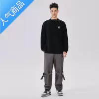 喻娄Rocawea潮牌秋季长袖美潮T恤男刺绣logo立领基础高街打底套头上衣