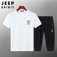 吉普2021夏季新款短袖T恤男装一套半袖男士运动休闲套装90226170