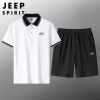 JEEP/吉普夏季纯棉短袖套装男POLO衫运动服男士T恤短裤高端两件套22205