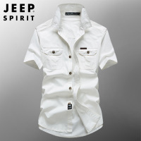 JEEP吉普夏季衬衫男纯棉格子休闲衬衣男装青年韩版潮流21249