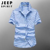 JEEP/吉普男短袖衬衫男宽松纯棉工装衬衣男装夏季薄款9005