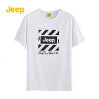 JEEP SPIRIT吉普短袖男士薄款上衣潮牌高端圆领白色T恤2021新款夏季男装