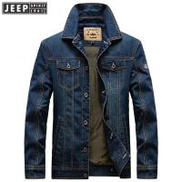 JEEP SPIRIT 吉普 牛仔外套男春秋夹克男装新款男士翻领外套休闲工装牛仔