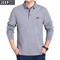 JEEP SPIRIT 吉普男装长袖T恤春秋新款大码休闲宽松透气T恤男翻领上衣休闲打底衫