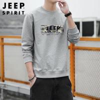 JEEP SPIRIT  吉普春秋季长袖休闲百搭T恤男2021新款打底衫大码男装宽松刺绣卫衣男