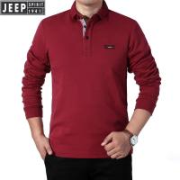 JEEP SPIRIT  吉普长袖翻领T恤男2021春秋新款商务休闲大码上衣长袖T恤男