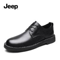 JEEP SPIRIT 吉普男鞋2021年新款秋季英伦风商务正装男士真皮黑色休闲皮鞋