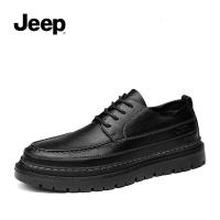 JEEP SPIRIT 吉普男鞋秋季英伦风商务正装真皮鞋子夏季软底黑色休闲皮鞋男