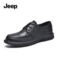 JEEP SPIRIT 吉普秋季男鞋2021新款薄款商务正装男士皮鞋真皮黑色休闲潮鞋