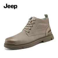 JEEP SPIRIT 吉普马丁靴男潮夏季英伦风复古男士秋季高帮靴子真皮中帮男鞋