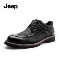 JEEP SPIRIT 吉普秋季男鞋2021新款真皮黑色休闲鞋男士英伦风商务正装皮鞋