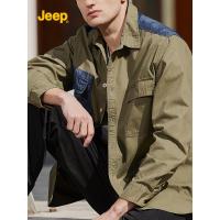 JEEP SPIRIT 吉普春秋新款纯棉免烫欧美工装街头潮时尚百搭外搭长袖衬衫男