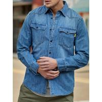 JEEP SPIRIT 吉普春秋薄款时尚潮短款外套休闲免烫帅气轻奢牛仔长袖衬衫男