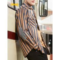 JEEP SPIRIT 吉普秋季韩版商务休闲免烫宽松外套潮纯棉条纹帅气长袖衬衫男