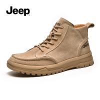 JEEP 马丁靴男春秋款高帮男鞋英伦风复古男士沙漠工装靴子