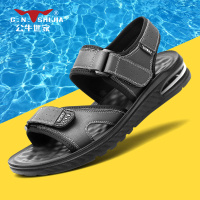 公牛世家凉鞋男真皮2022新款夏季外穿气垫软底男士运动休闲沙滩鞋