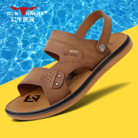 公牛世家皮凉鞋男2022新款夏外穿牛筋底开车凉拖鞋男士休闲沙滩鞋