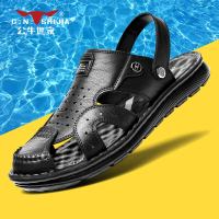 公牛世家皮凉鞋男夏季外穿2022新款包头凉拖鞋两用男士休闲沙滩鞋