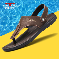 公牛世家皮凉鞋男2022新款夏季外穿开车凉拖鞋两用男士休闲沙滩鞋