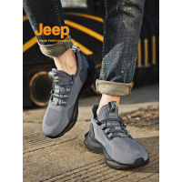 jeep夏季男鞋飞织透气减震跑步运动鞋男士户外防雨休闲椰子潮鞋子