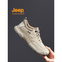 jeep吉普男鞋2022新款春季百搭运动休闲鞋男户外真皮防滑登山鞋子