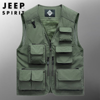 JEEP SPIRIT春季户外马甲钓鱼背心男士坎肩多口袋工装外套JC3009