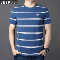 JEEP SPIRIT新款男士2022春夏装T恤条纹棉质圆领短袖T恤8607