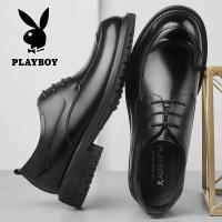 花花公子皮鞋男春秋新款男士商务正装搭配英伦休闲潮黑色系带男鞋