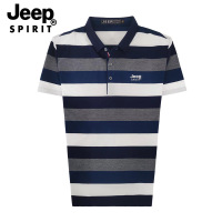 JEEP/吉普纯棉短袖翻领T恤男夏季新款条纹男装撞色刺绣休闲时尚polo衫