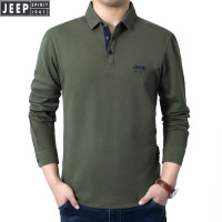 JEEP SPIRIT大码男装翻领长袖T恤男士打底衫宽松休闲POLO衫8037