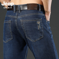 JEEP秋冬厚款牛仔裤男休闲弹力长裤宽松直筒牛仔裤男装男裤J8003