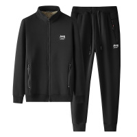 2022秋冬羊羔绒卫衣套装秋季男士运动套装加绒加厚气质两件套