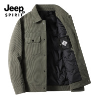 外套男2022秋冬新款百搭休闲翻领加绒夹克中年爸爸装轻奢外套上衣