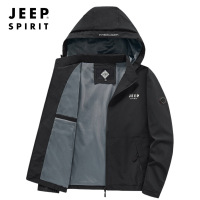 连帽夹克男士休闲防风衣翻领可拆卸帽外套户外套运动2022秋冬