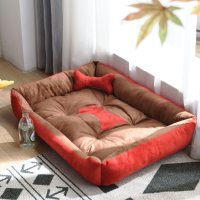 狗窝四季通用金毛泰迪狗窝狗床狗垫子小型犬中型犬大型犬网红猫窝 藏青色狗窝+骨头 S-[建议2斤内宠物使