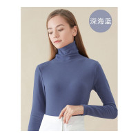 [德绒]堆堆领打底衫女式秋冬季外穿保暖百搭修身高领弹力纯色内搭长袖上衣薄款女式薄款保暖内衣