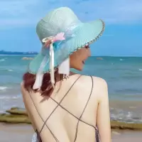 大檐遮阳太阳帽帽子女士夏天可折叠渔夫盆帽夏季网红海边户外防晒