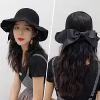 透气时尚草帽防晒遮阳大沿太阳帽防紫外线卷卷可折叠空顶凉帽女夏
