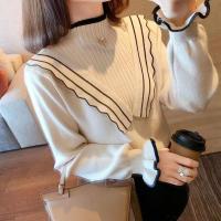 [退货包运费险]加厚]半高领针织衫女韩版2021秋冬新款修身毛衣长袖打底外穿上衣