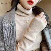 [退货包运费险]针织打底衫女春秋款薄款2021年新款针织内搭白色高领毛衣洋气上衣