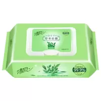 [80片]清风湿巾御本草杀菌湿巾清洁洁肤抽取式装带盖卫生湿纸巾