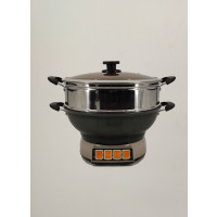 格丽诺(GOVEVO) B1S- 38CM 电锅 真不锈铸铁 多功能锅电热锅防干烧 国标线阻燃 加厚锅体