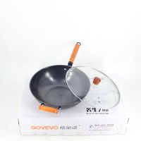 格丽诺铁锅铁元素32cm带耳炒锅(玻璃盖礼盒包装)